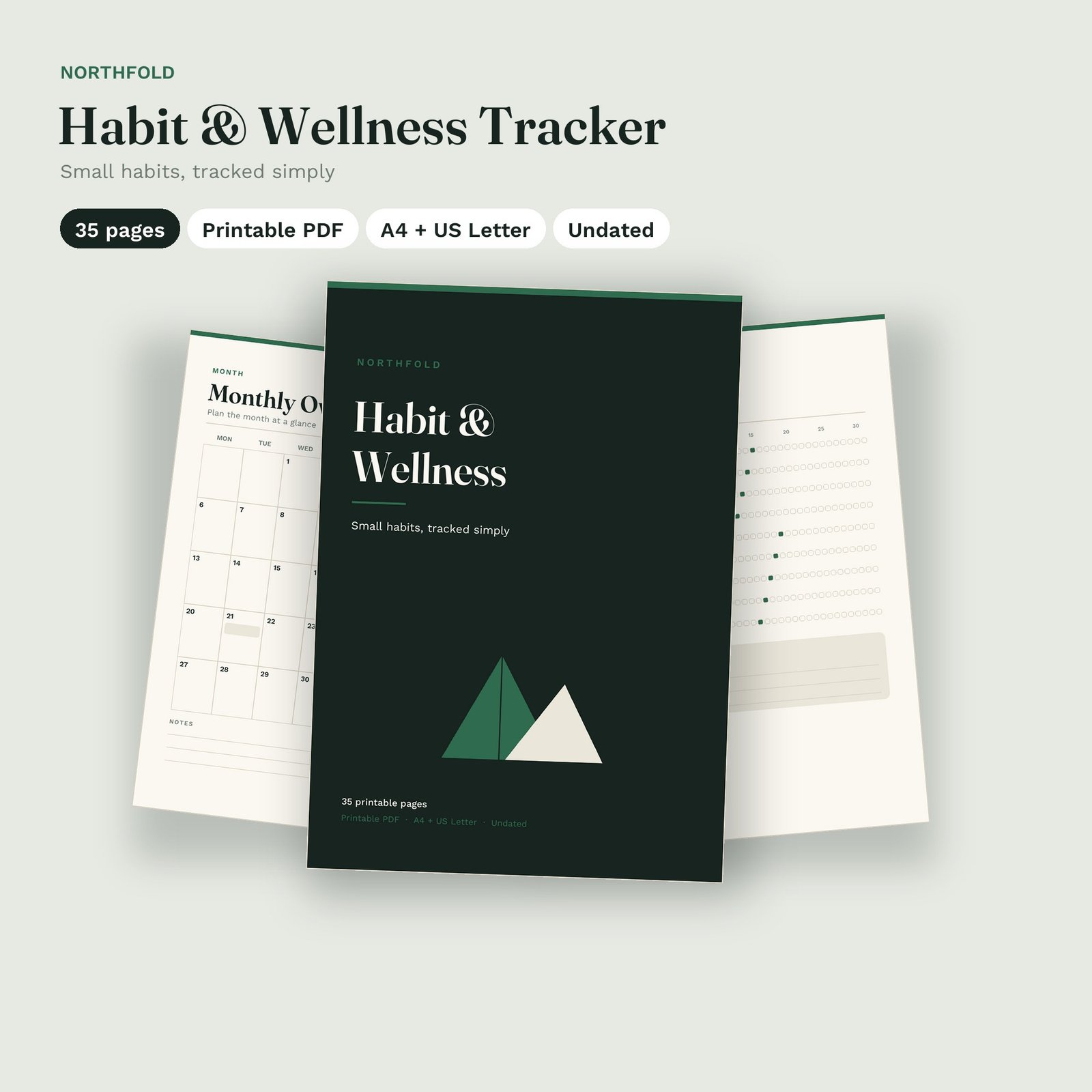 Habit & Wellness Tracker printable planner cover