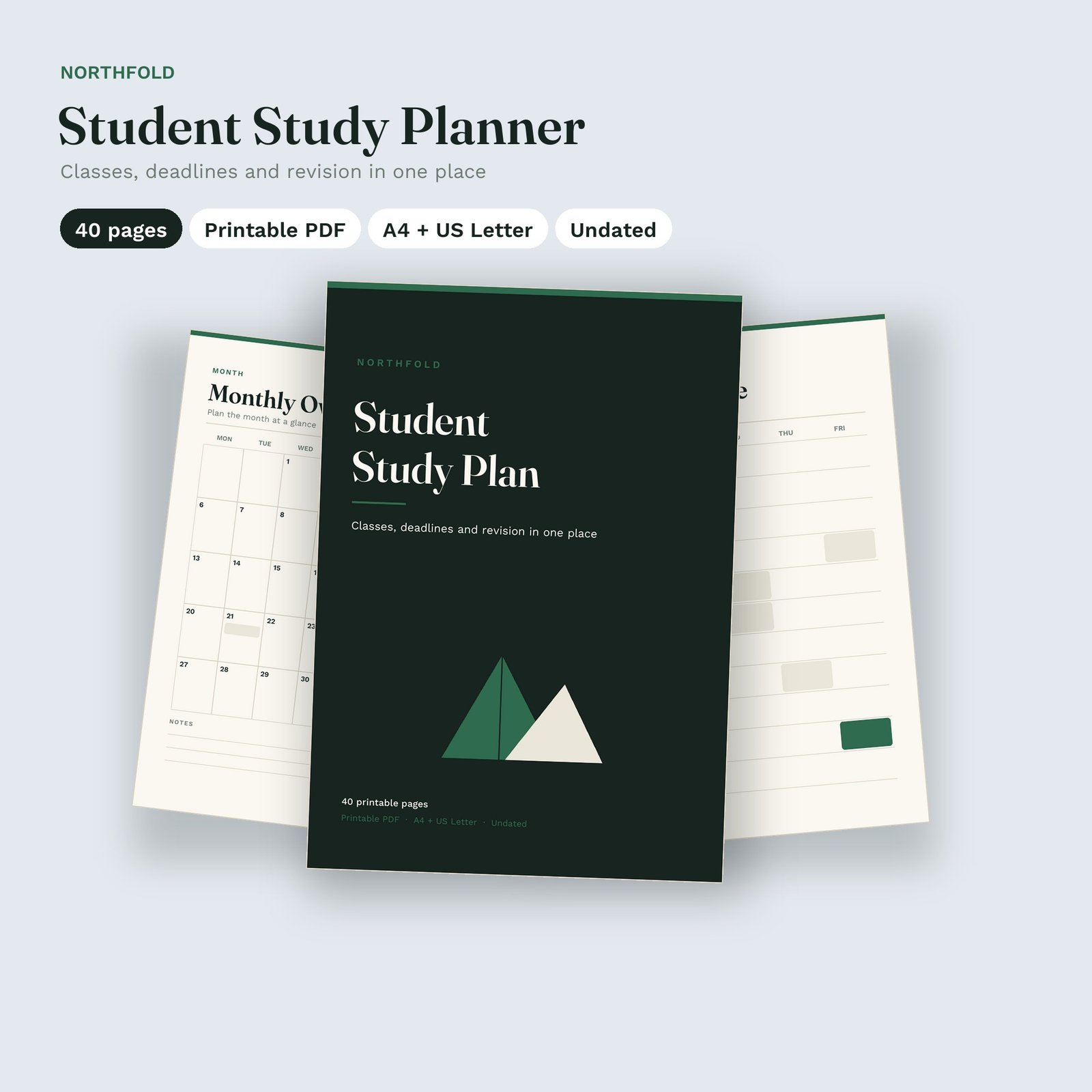 Student Study Planner printable planner cover