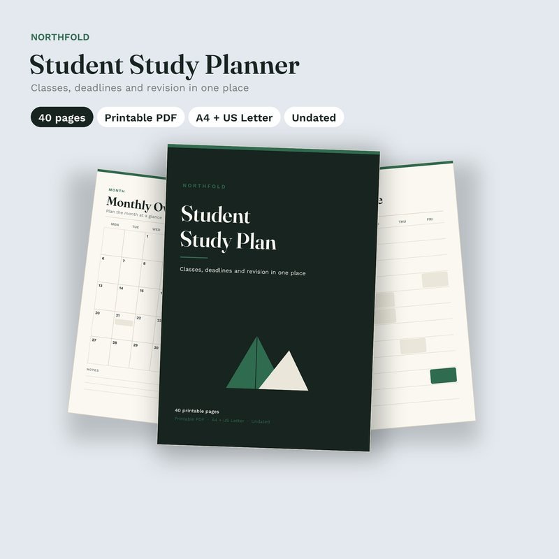 Student Study Planner printable planner cover
